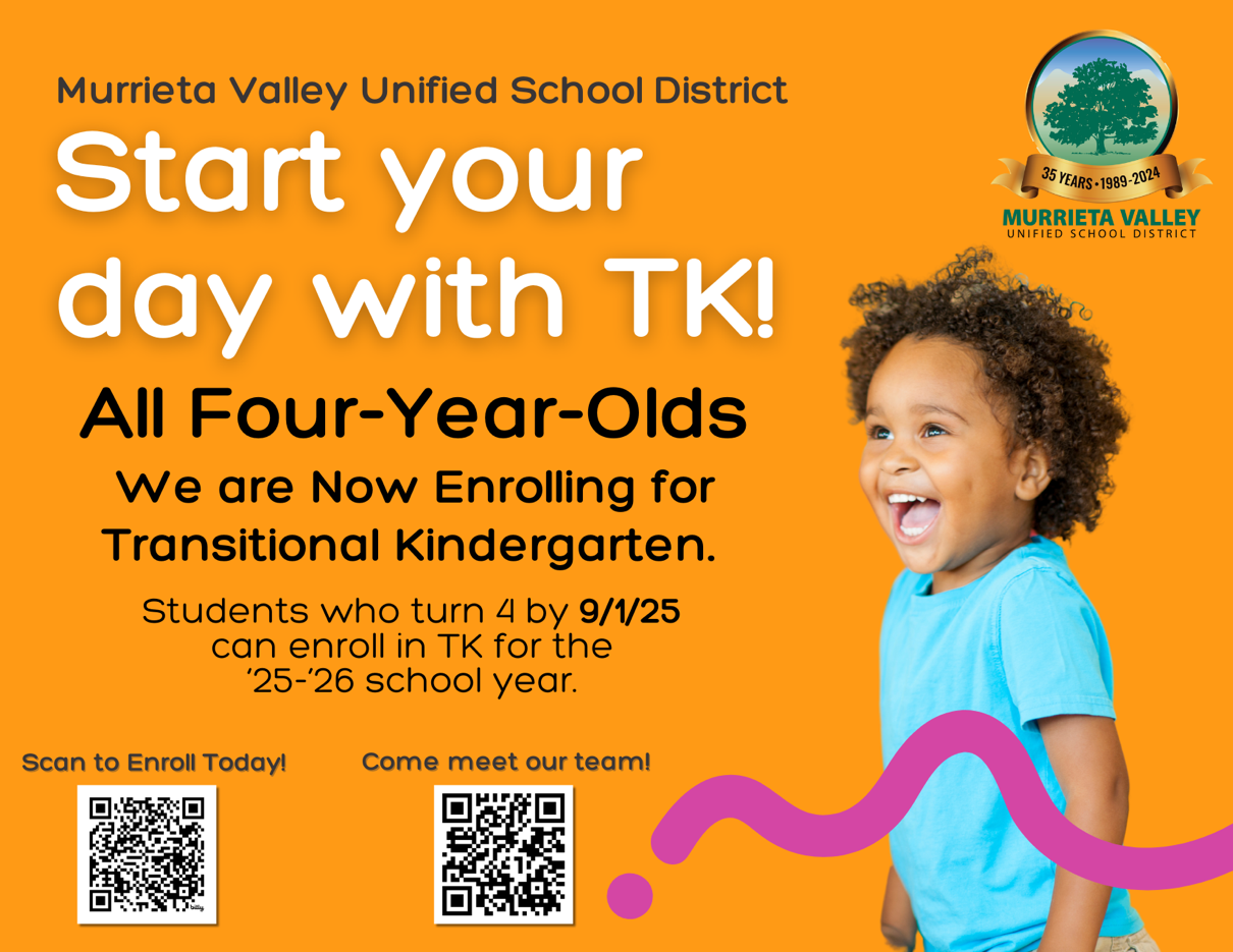 Enrolling TK students for 2025-26 School Year